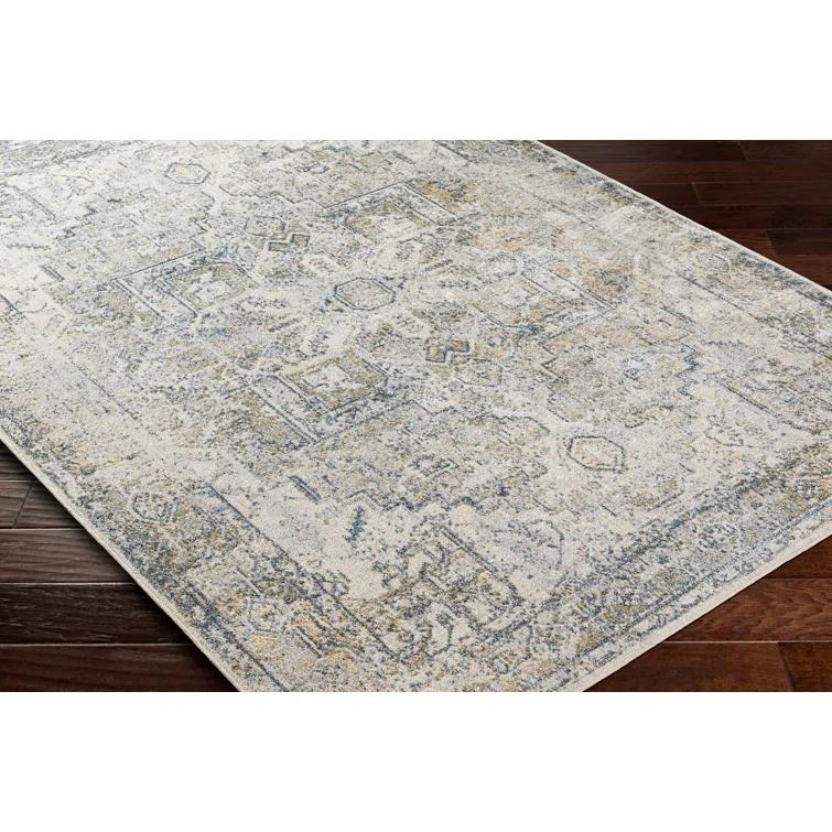 Medallion Design Performance Beige Machine Washable Area Rug