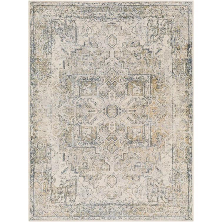 Medallion Design Performance Beige Machine Washable Area Rug
