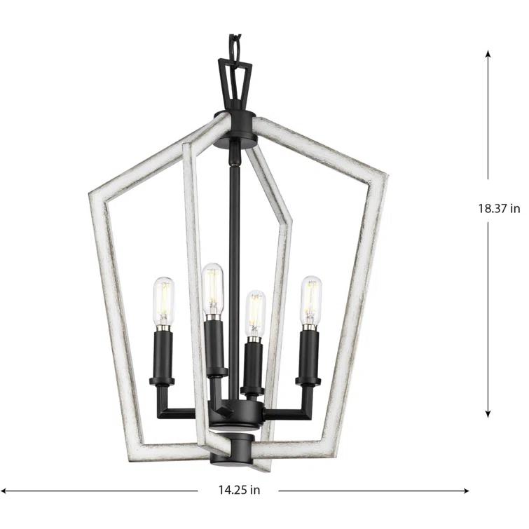 Progress Lighting 4 - Light Dimmable Square / Rectangle Chandelier