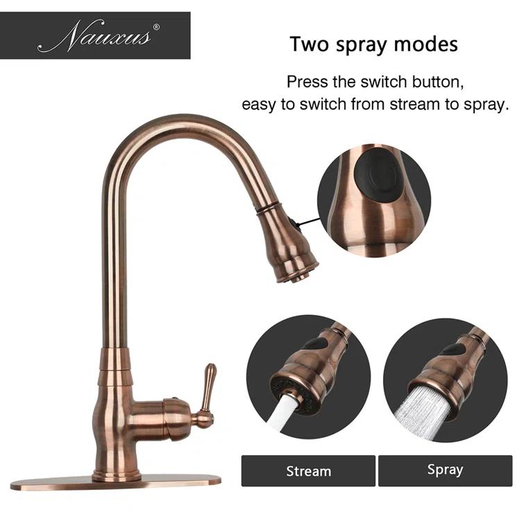 Pull Down Kitchen Faucet Single Handle Sink Faucet With Deck Plate
