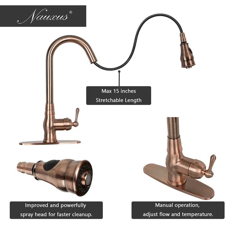Pull Down Kitchen Faucet Single Handle Sink Faucet With Deck Plate
