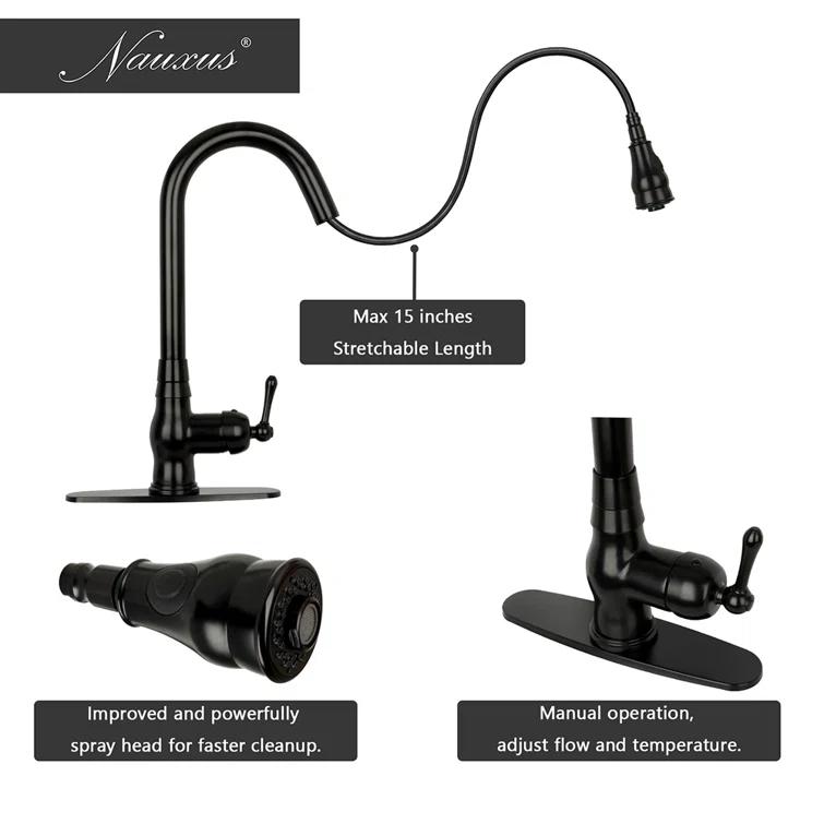 Pull Down Kitchen Faucet Single Handle Sink Faucet With Deck Plate