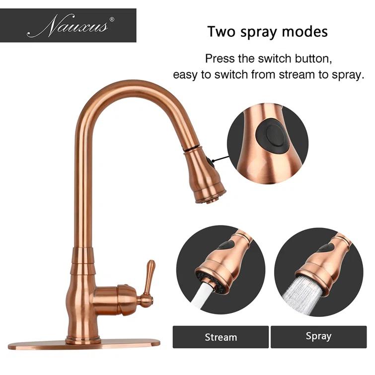 Pull Down Kitchen Faucet Single Handle Sink Faucet With Deck Plate
