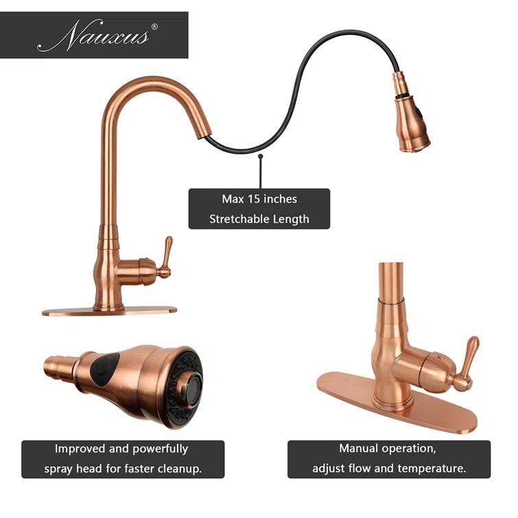 Pull Down Kitchen Faucet Single Handle Sink Faucet With Deck Plate