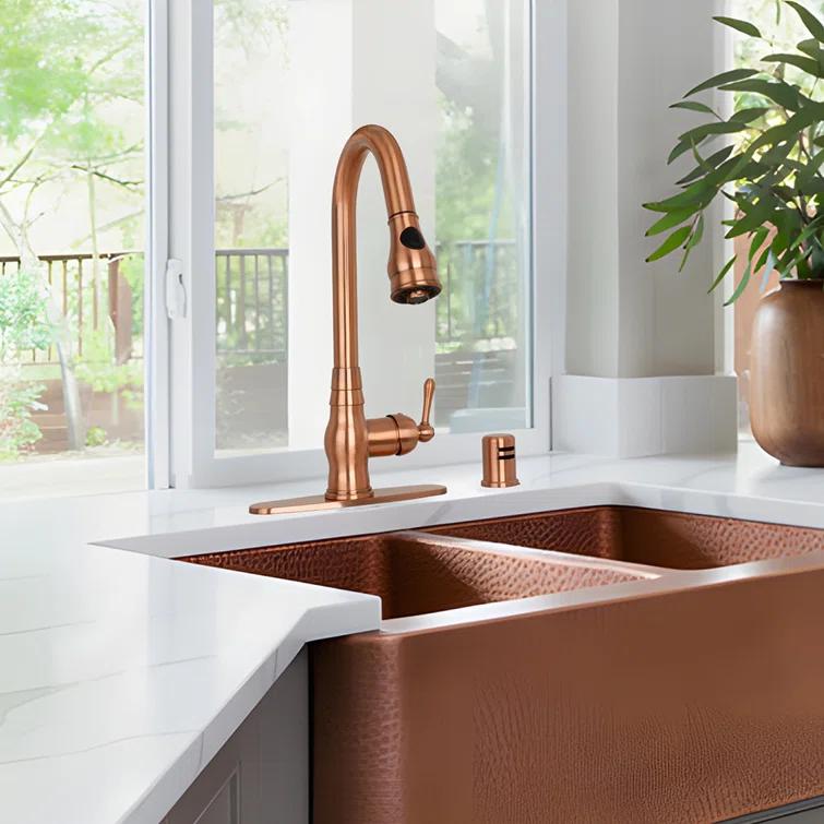 Pull Down Kitchen Faucet Single Handle Sink Faucet With Deck Plate