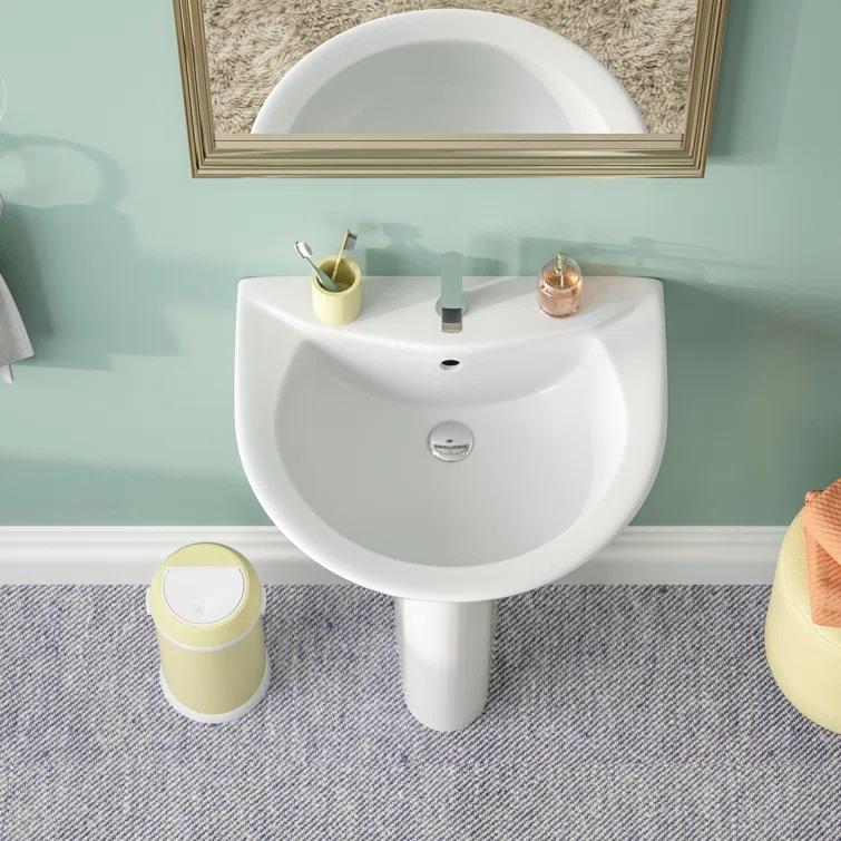 Liberty 31.5" Tall White U-Shaped Vitreous China Pedestal Bathroom Sink with Overflow