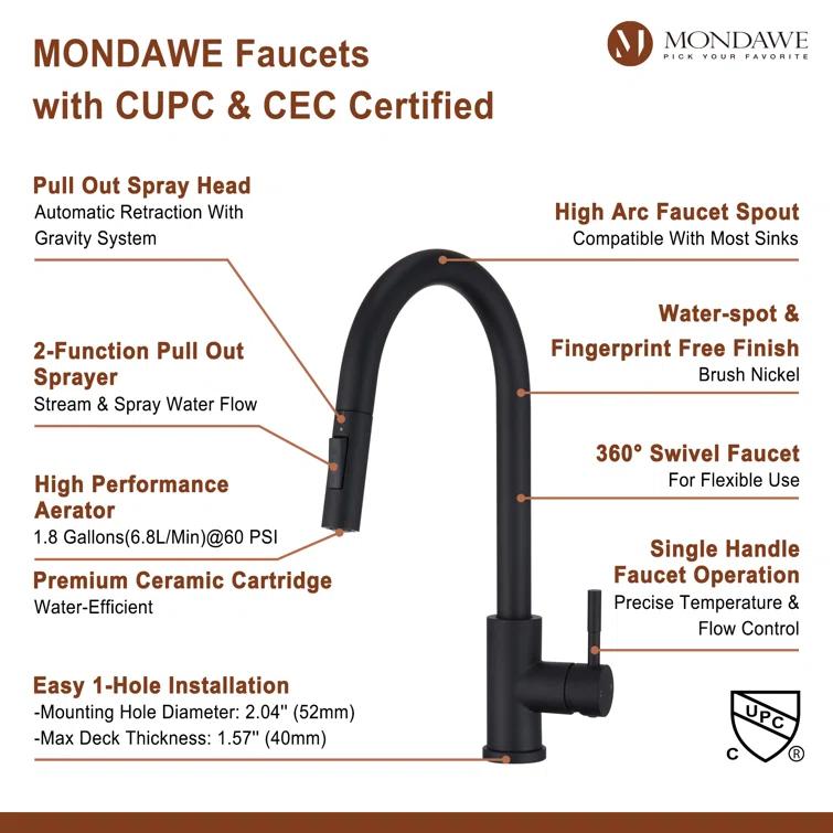 Mondawe Pull Down Kitchen Faucet