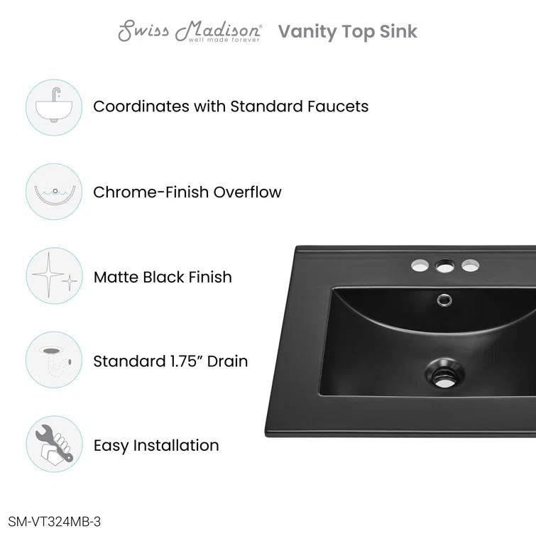 Ceramic 24" Single Bathroom Vanity Top