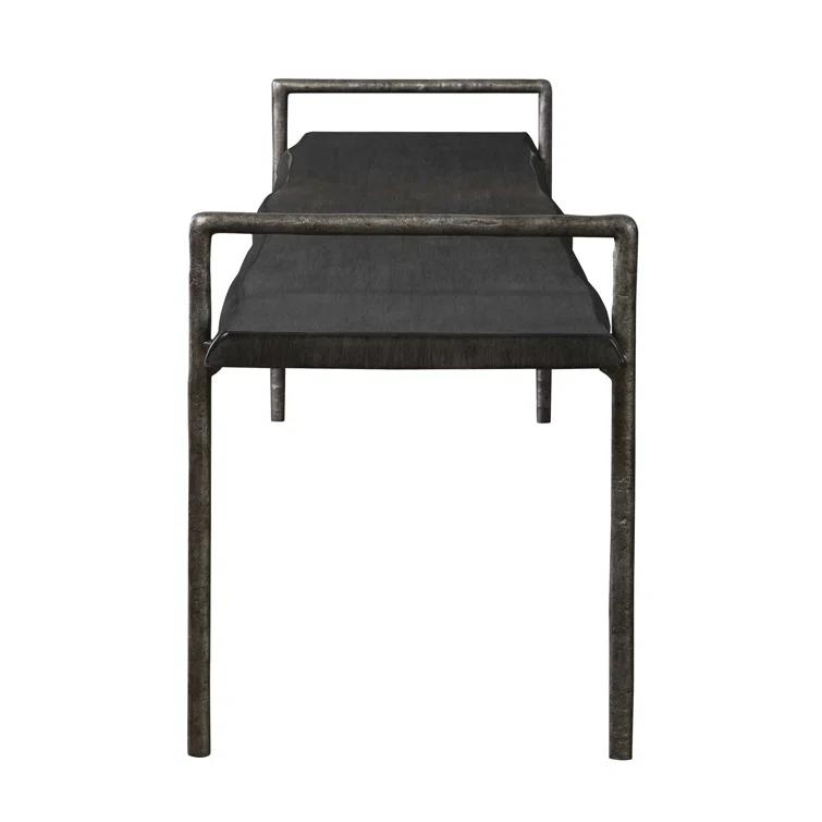 Uttermost Chandos 76" Wide Tarnished Silver and Dark Gray Bench