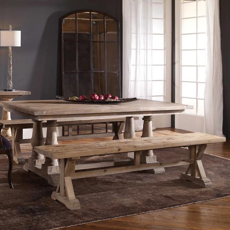 Uttermost Stratford Farmhouse Solid Wood Bench in Brown Finish