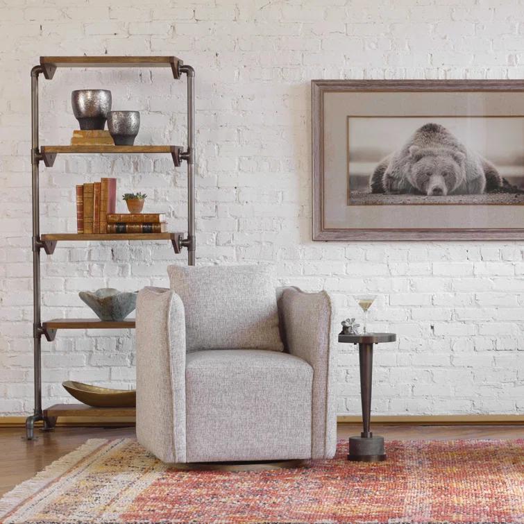 Uttermost Rhordyn 4-Shelf Wood and Metal Bookcase in Walnut and Gunmetal
