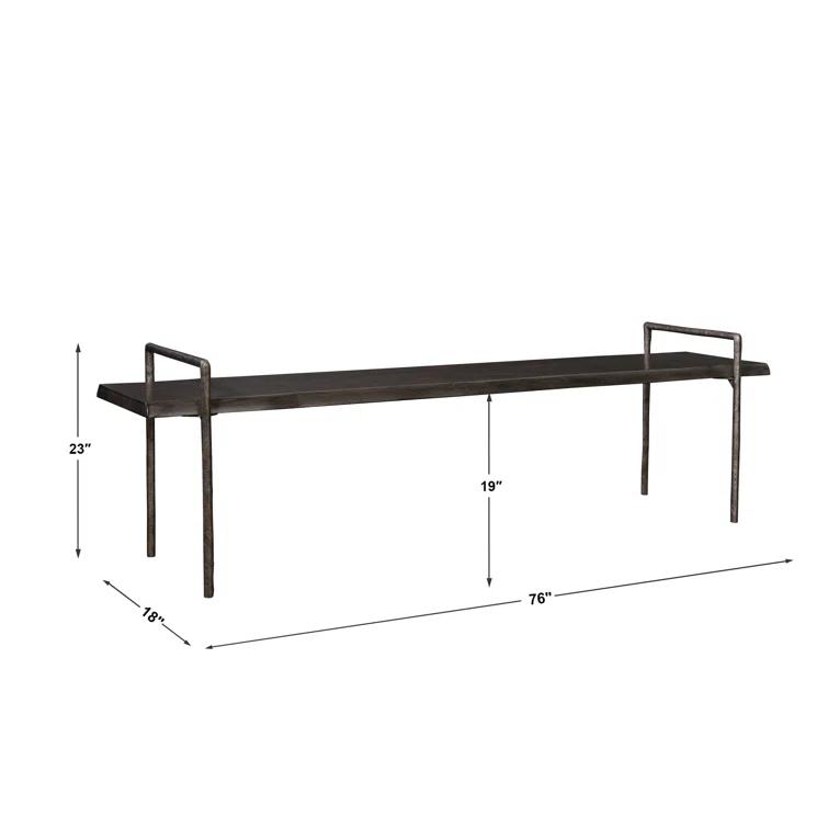 Uttermost Chandos 76" Wide Tarnished Silver and Dark Gray Bench