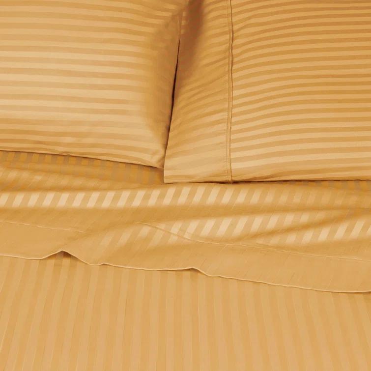 300 Thread Count Striped Egyptian Certified Cotton Sateen Sheet Set