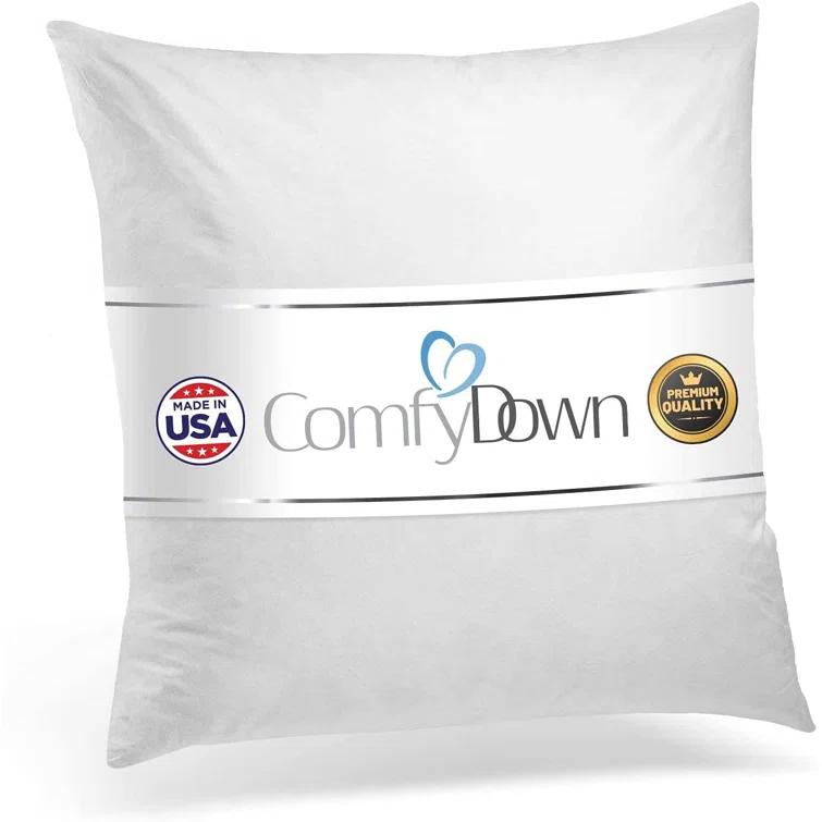 ComfyDown Decorative Throw Pillow Insert Down 100% Cotton Cover 233 Thread Count Square Pillow Insert
