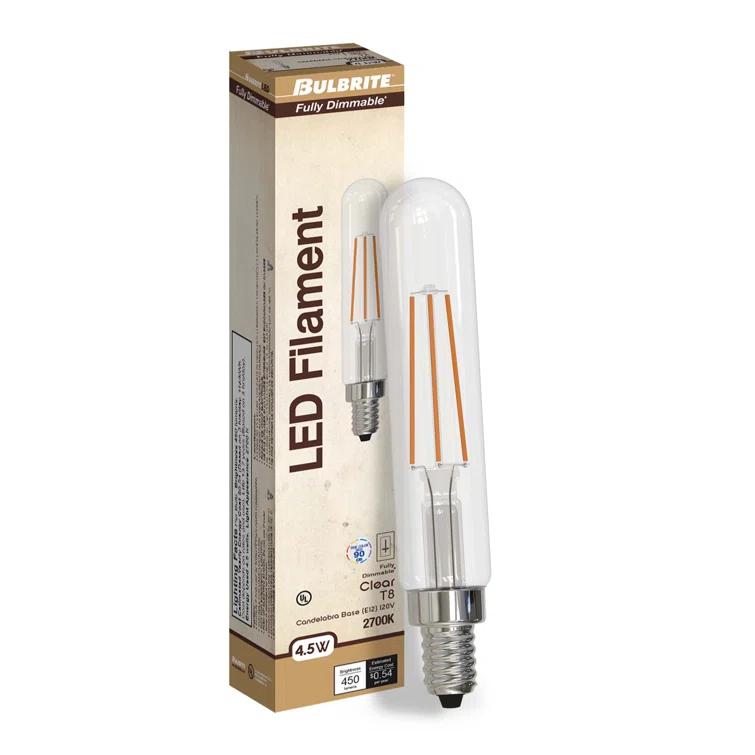 T8 LED Filament Bulb (Set of 4) - Clear Glass / E12 / 4.5Watt