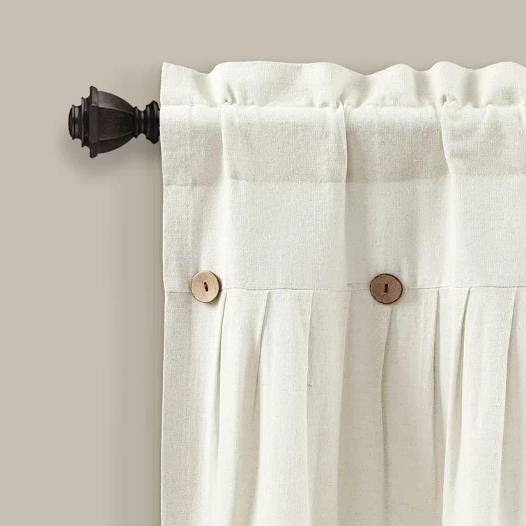 Lush Decor Linen Button Cotton Blend Tailored Window Valance