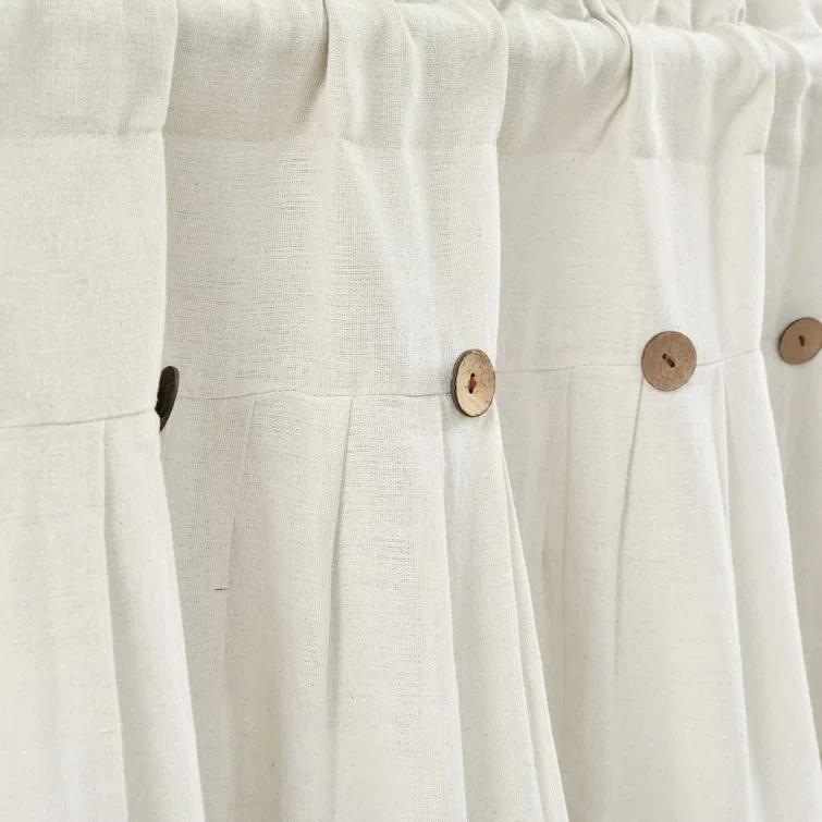 Lush Decor Linen Button Cotton Blend Tailored Window Valance
