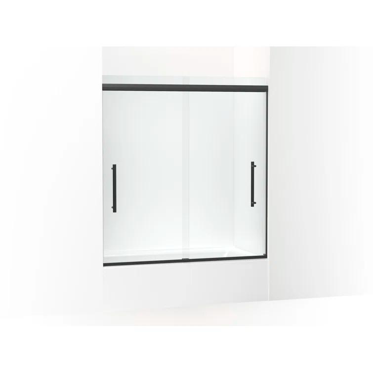Pleat® 63-9/16"H Frameless Sliding Bath Door with 5/16"-Thick Crystal Clear Tempered Glass