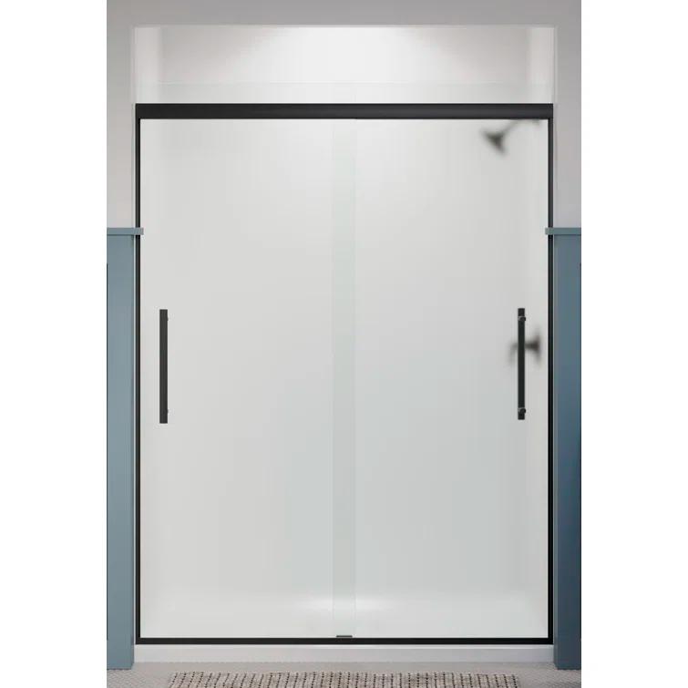 Pleat Frameless Sliding Shower Door, 79-1/16 In. H X 54-5/8 - 59-5/8 In. W, With 5/16 In. Thick Frosted Glass