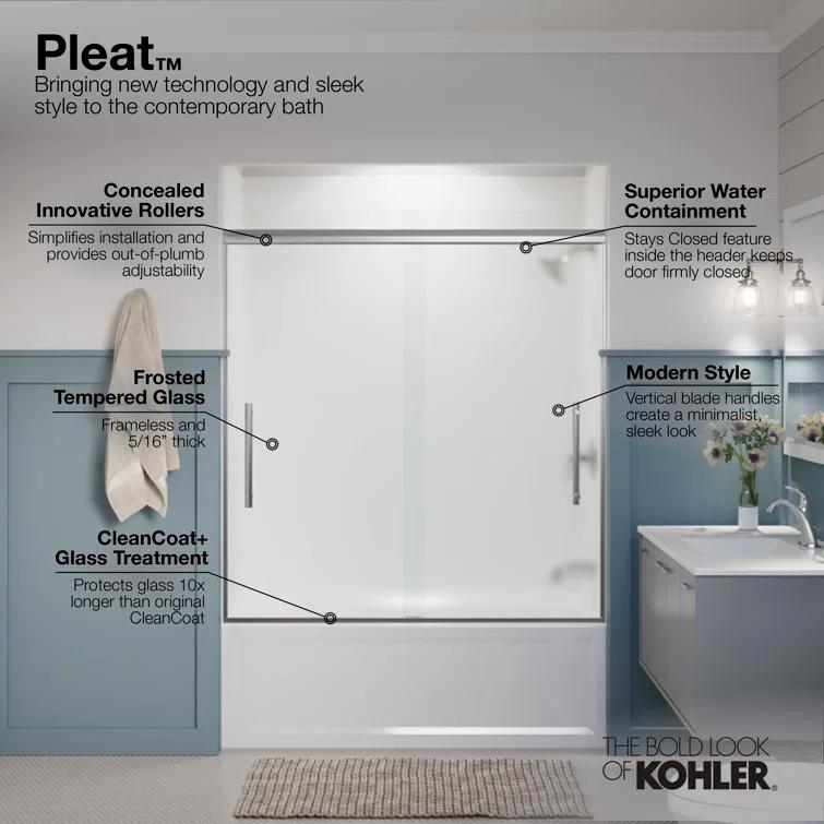 Pleat Frameless Sliding Bath Door