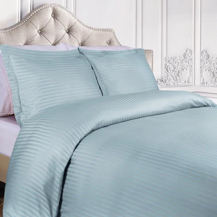 100% Egyptian-Quality Cotton Traditional Sateen Striped Luxor Treasures Duvet Cover Set
