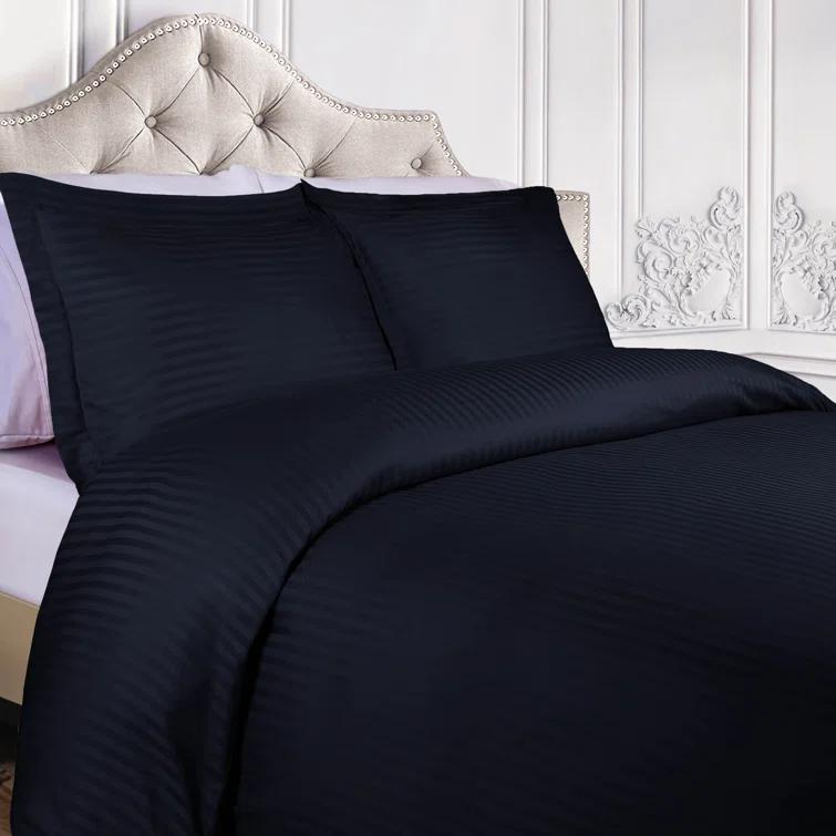 100% Egyptian-Quality Cotton Traditional Sateen Striped Luxor Treasures Duvet Cover Set