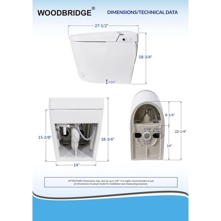 Auto Open/Close Tankless Smart Bidet Toilet with Auto Flush, Foot Sensor Function, Heated Seat,Dryer