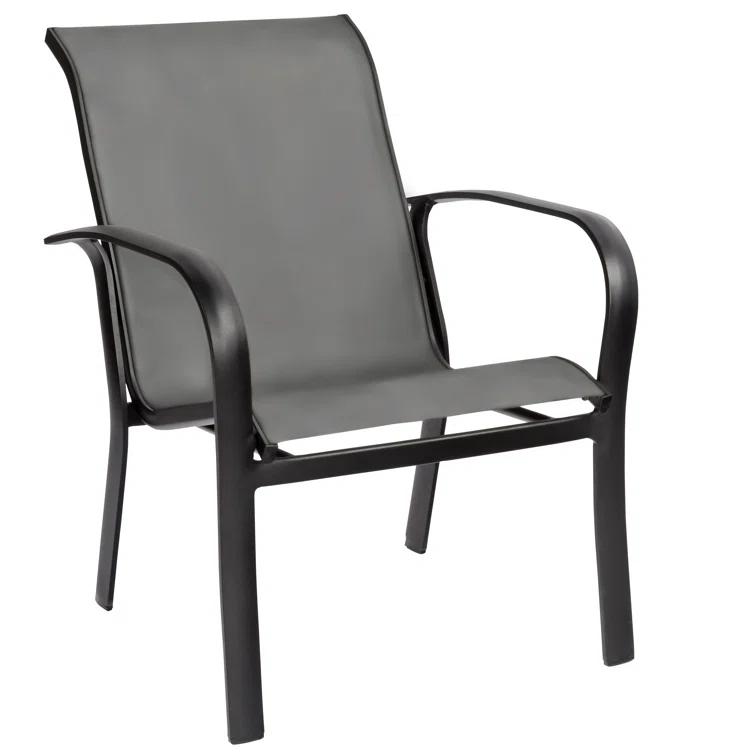Pewter and Black Aluminum Outdoor Dining Chair