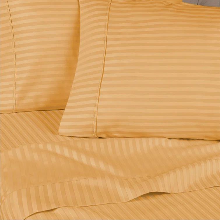 300 Thread Count Striped Egyptian Certified Cotton Sateen Sheet Set