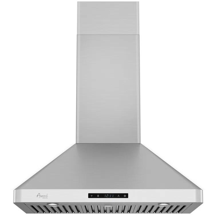 Awoco 30" Stainless Steel 800 CFM Ducted (Vented) Wall Range Hood with Baffle Filter
