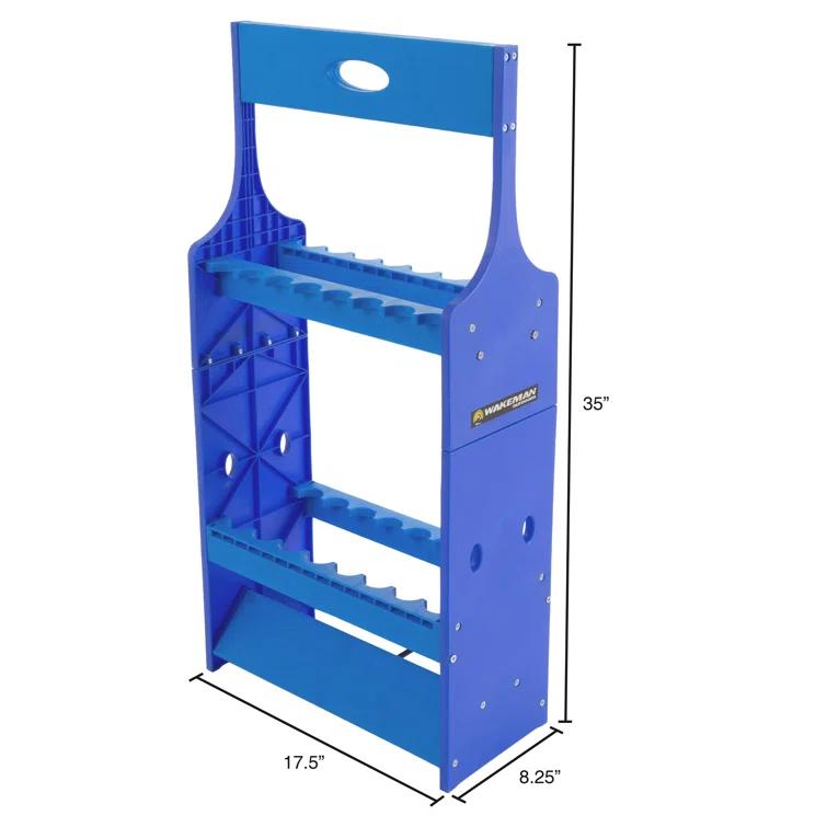 Fishing Rack Plastic Holder for 16 Rods - Organizer Stand for Home or Garage by Wakeman Outdoors
