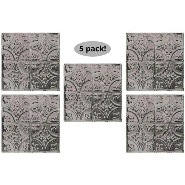 American Tin Ceilings American Tin Ceilings Pattern #2 24 x 24 inch Metal Tin Nail-Up Ceiling Tiles (Set of 5) (Covers 20 sq. ft) (Set of 5)