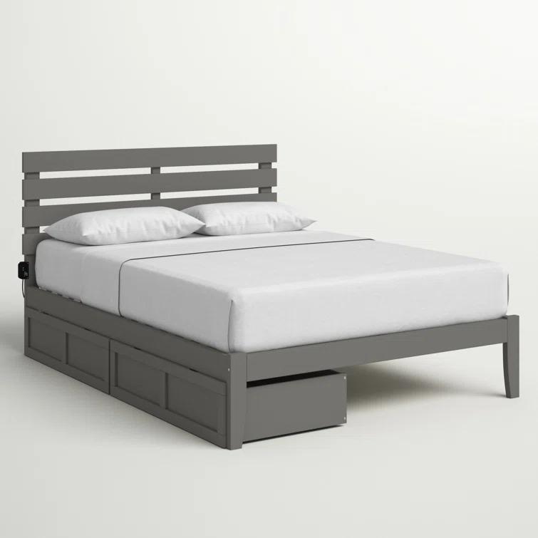 Madaket Premium Wood Farmhouse Storage Platform Bed with Under Bed Drawers