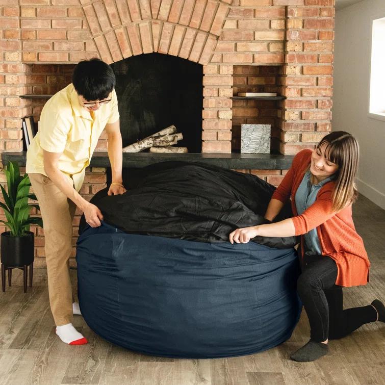 Big Joe Large 4 Foot Foam Filled Bean Bag Chair with Soft Removeable Cover