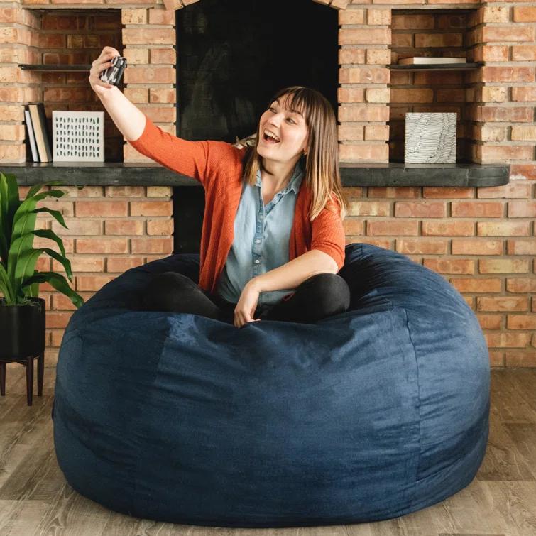 Big Joe Large 4 Foot Foam Filled Bean Bag Chair with Soft Removeable Cover