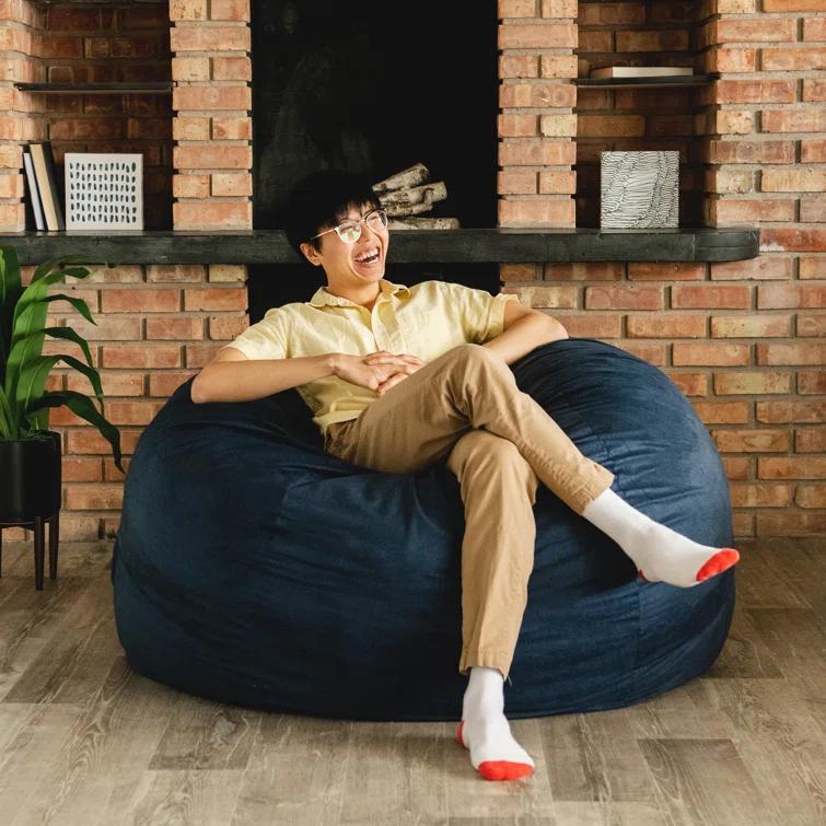 Big Joe Large 4 Foot Foam Filled Bean Bag Chair with Soft Removeable Cover
