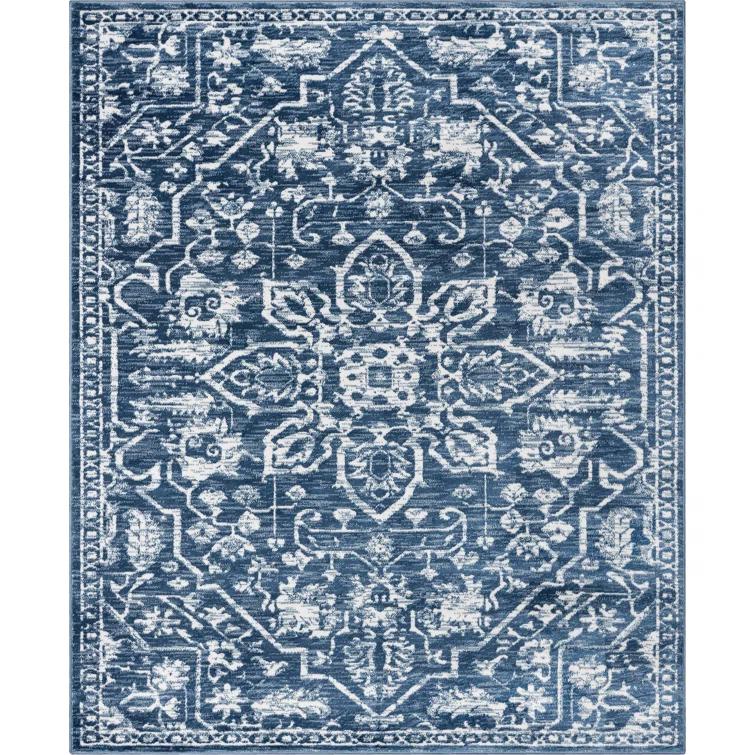 Dazzle Floral Vintage Bohemian Medallion Light Blue Rug