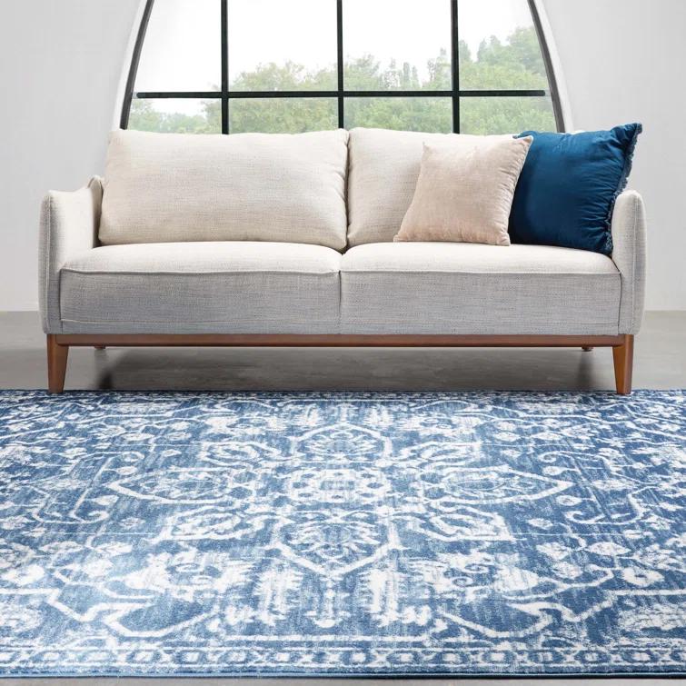 Dazzle Floral Vintage Bohemian Medallion Light Blue Rug