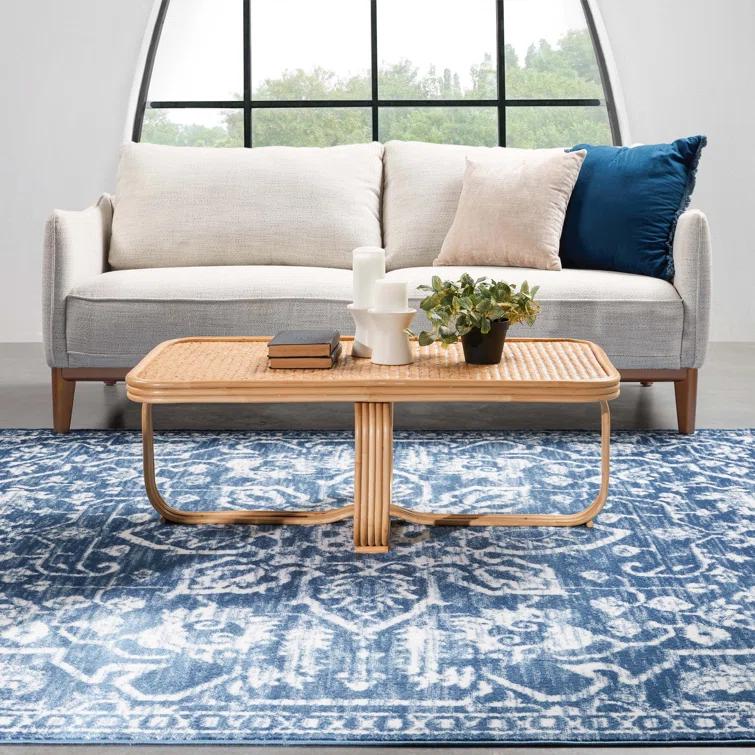 Dazzle Floral Vintage Bohemian Medallion Light Blue Rug