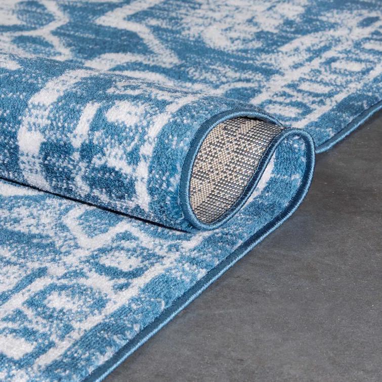 Dazzle Floral Vintage Bohemian Medallion Light Blue Rug
