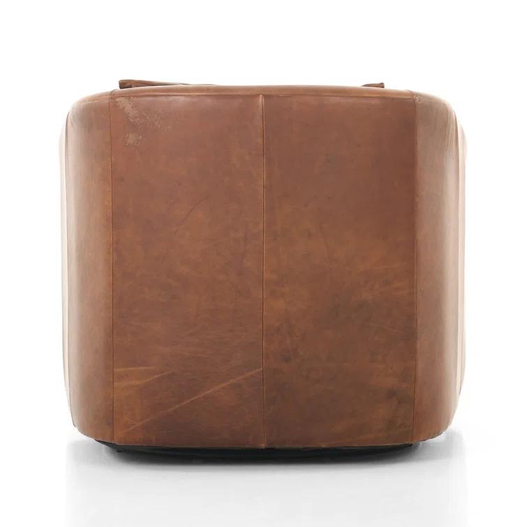 Paralimni Genuine Leather Swivel Armchair