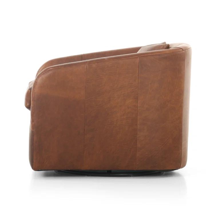 Paralimni Genuine Leather Swivel Armchair