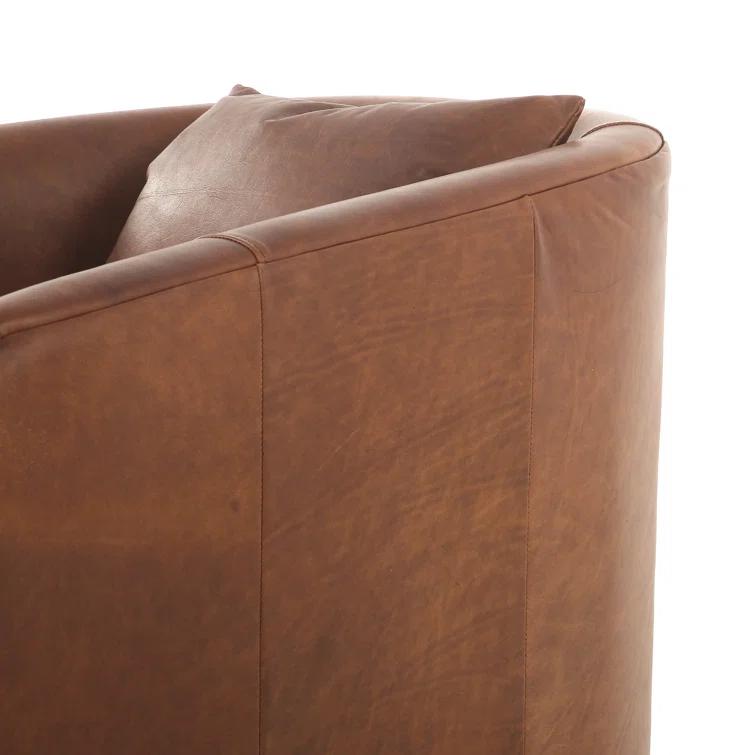 Paralimni Genuine Leather Swivel Armchair