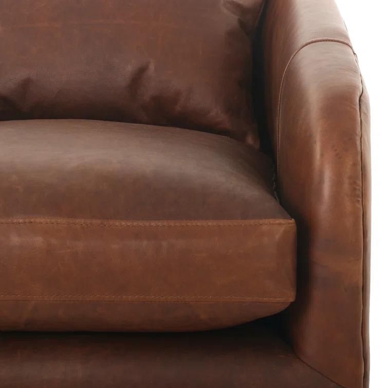 Paralimni Genuine Leather Swivel Armchair