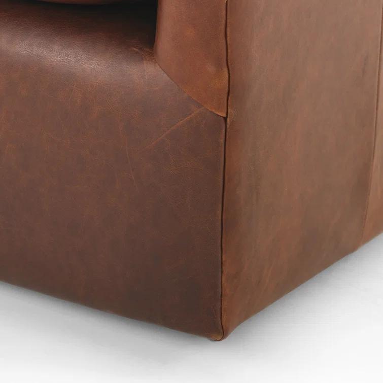Paralimni Genuine Leather Swivel Armchair