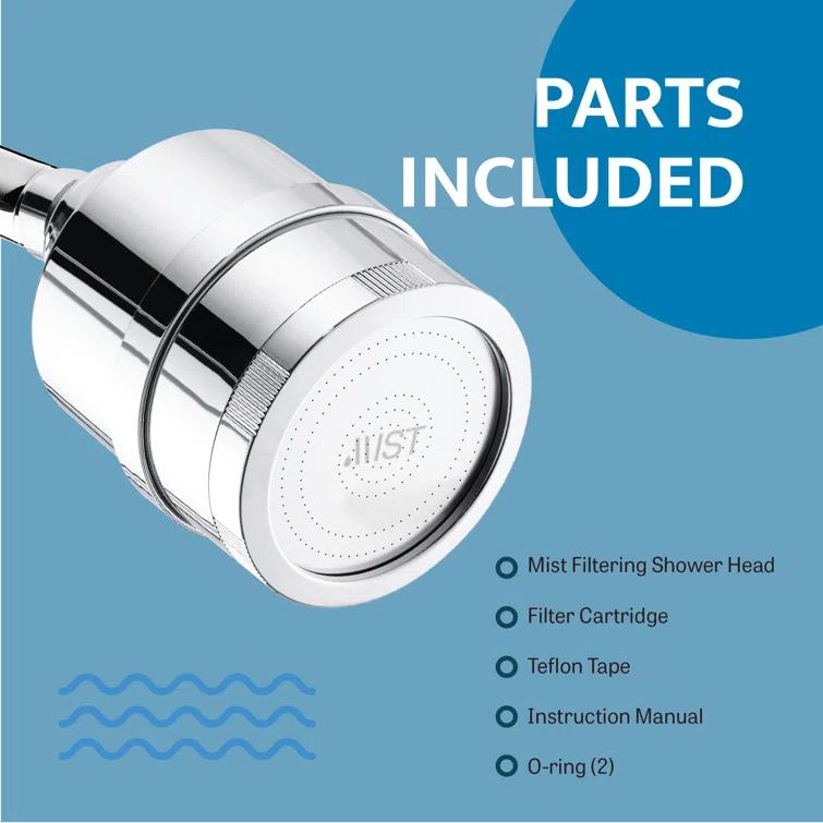 Rain Fixed Shower Head 2.5 GPM GPM with Water Filtration