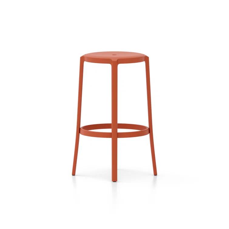 Eco-Friendly Orange Recycled PET Metal Barstool, 24.75'' Height