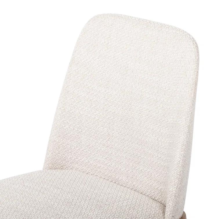 Splayed Solid Oak Legs High-Performance Cream Upholstered Side Chair