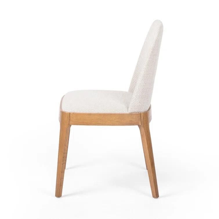 Splayed Solid Oak Legs High-Performance Cream Upholstered Side Chair