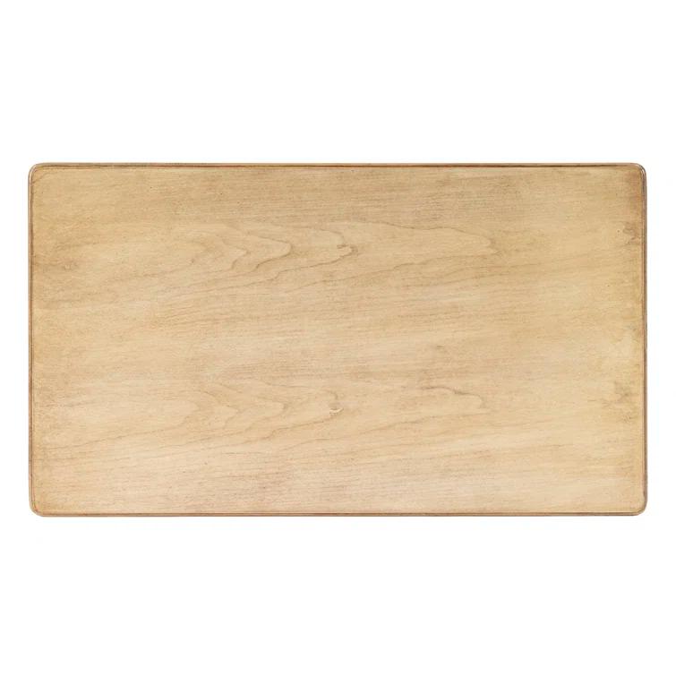 Antique Beige Wood Rectangular Mobile Tray Table